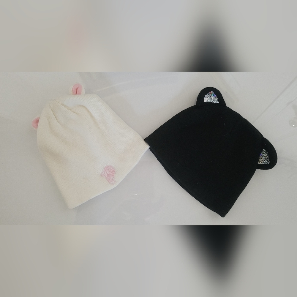 3/$30 - Kids Winter Beanie Hats for Baby Girls - Bunny Cats ears - Toddler Size